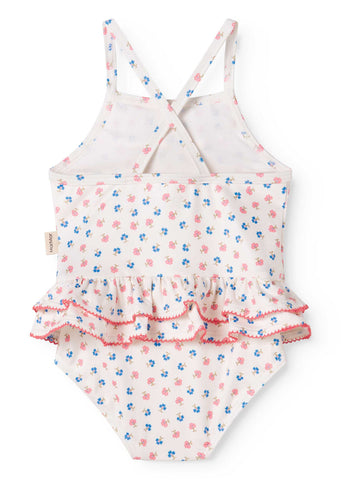 MARMAR COPENHAGEN PALE PINK TINY FLOWER RUFFLE LAYER SWIMSUIT