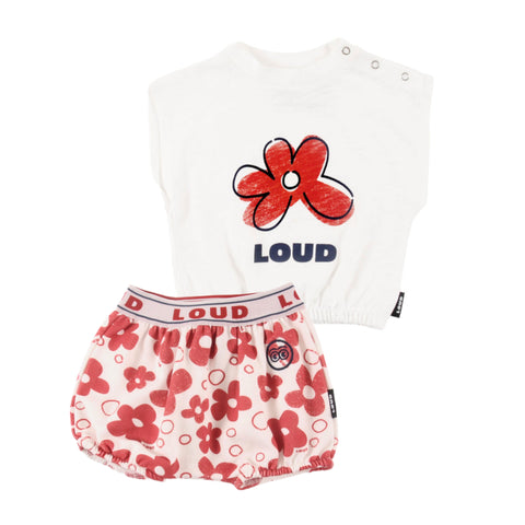 Loud Apparel Gardenia Charm Flower T-Shirt & Nostalgia Bloomer