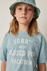 Tocoto Vintage Dark Green "SORRY WE'RE CLOSED FOR VACATION" T-Shirt