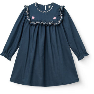Copenhagen Colors Navy Comb Frill & Embroidery Dress