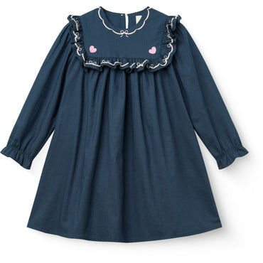 Copenhagen Colors Navy Comb Frill & Embroidery Dress