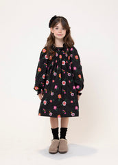 Piccola Ludo Black Flower Embroidered Girella Dress