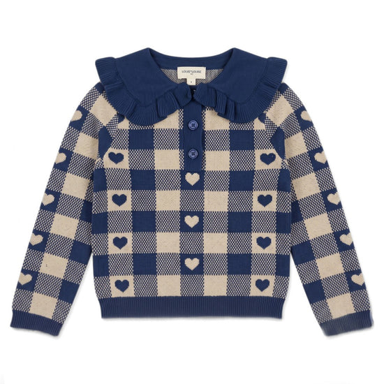 Louis Louise Pull Pauline Navy/Cream Knitted Jacquard Heart