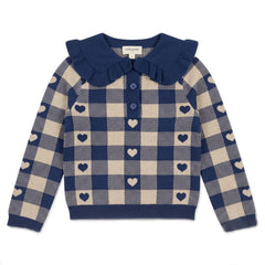 Louis Louise Pull Pauline Navy/Cream Knitted Jacquard Heart