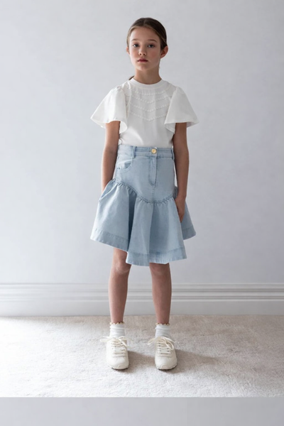 Steph Fluted Hem Denim Skirt