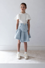 Steph Fluted Hem Denim Skirt