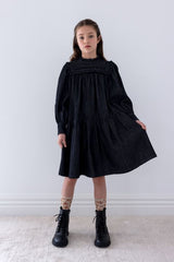 Steph Black Wash Chambray Frill Yoke Dress