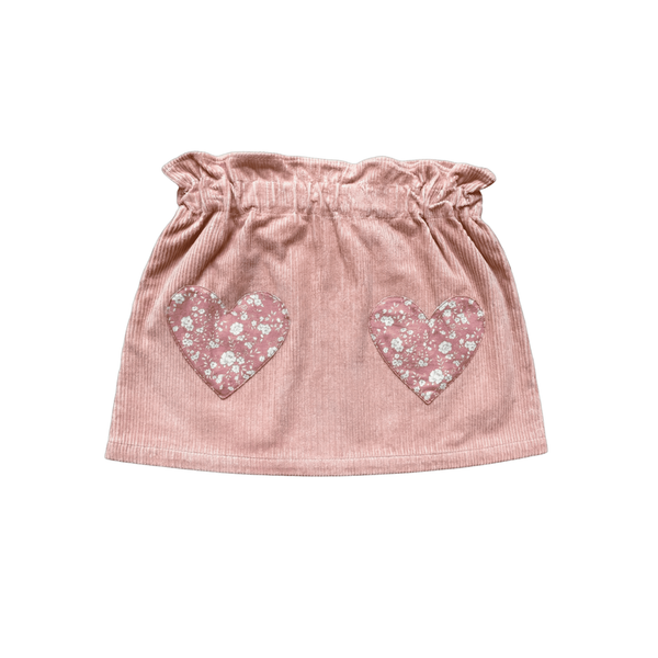 Louis Louise Pink Heart Corduroy Teacher Skirt
