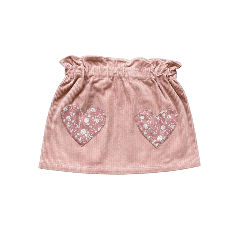 Louis Louise Pink Heart Corduroy Teacher Skirt