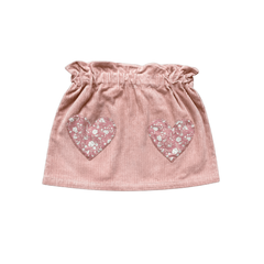Louis Louise Pink Heart Corduroy Teacher Skirt