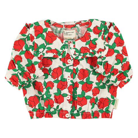 Piupiuchick Ecru/Red Roses Print Blouse