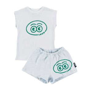 Loud Apparel Delicate Blue Geranio T-Shirt & Luna Short Set