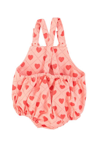 Piupiuchick Pink w/ Red Hearts Allover Romper