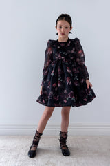 Petite Amalie Black Floral Organza Dress