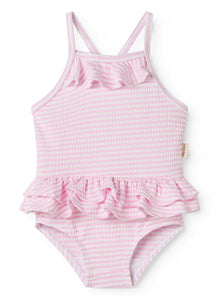 MARMAR COPENHAGEN PINK THIN STRIPE RUFFLE LAYER SWIMSUIT