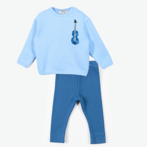 Yell-Oh Placid Blue Print Sweatshirt & Blue Quartz Ribbed Legging Set
