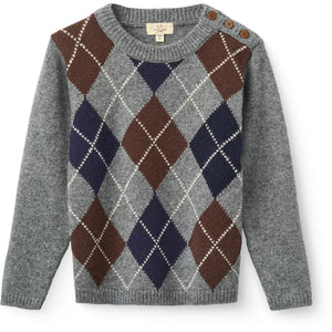 Copenhagen Colors Grey/Brown/Navy Argyle  Knitted Sweater