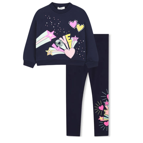 Billieblush Navy Love Sweatshirt & Graphic Legging Set