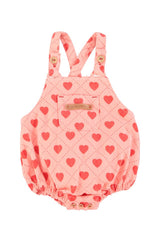 Piupiuchick Pink w/ Red Hearts Allover Romper