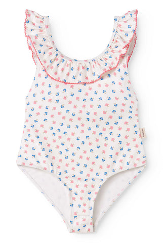 MARMAR COPENHAGEN PALE PINK TINY FLOWER RUFFLE SWIMSUIT
