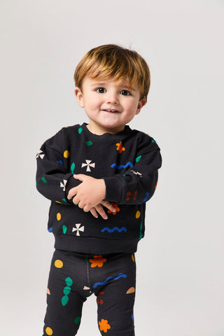 Wander & Wonder Black Quilt Printed Baby Sweatshirt
