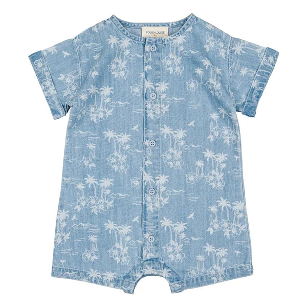 Louis Louise Light Blue Denim Hawai Romper