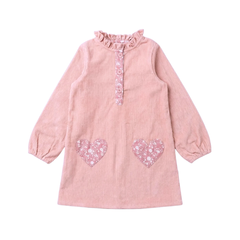 Louis Louise Pink Sylvie Heart Corduroy Dress