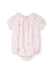 MarMar Pink Summer Embroidery Rosetta Romper