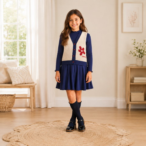 Loud Apparel Cloud Navy Swirl Dress