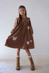 Petite Amalie Caramel Scattered Applique Cord Dress