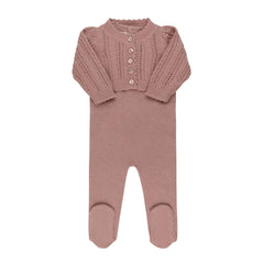 Looms Mauve Cable Knit Overall Set