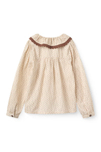 Copenhagen Colors Sand Flower Print Frill & Lace Blouse