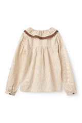 Copenhagen Colors Sand Flower Print Frill & Lace Blouse