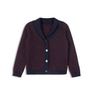 Looms Navy/Wine Thin Stripe Cardigan