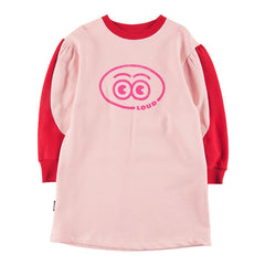 Loud Apparel Orchid Pink & Red Puff Sleeve Dress