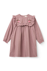 Copenhagen Colors Winter Rose Check Comb Checkered Ruffle Dress