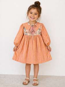 Louis Louise Pink/Orange Big Stripe Pauly Dress