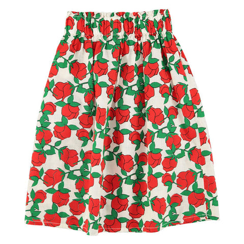 Piupiuchick Ecru/Red Roses Print Skirt