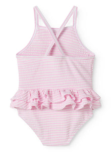 MARMAR COPENHAGEN PINK THIN STRIPE RUFFLE LAYER SWIMSUIT