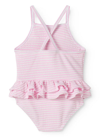 MARMAR COPENHAGEN PINK THIN STRIPE RUFFLE LAYER SWIMSUIT