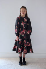 Petite Amalie Black Floral Black Floral Poplin Dress