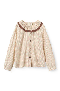 Copenhagen Colors Sand Flower Print Frill & Lace Blouse