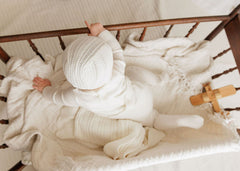 Loom Ivory Cable Pointelle Footie & Bonnet