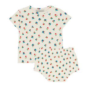 The Campamento Ecru Small Flowers All Over T-Shirt & Bloomer Set