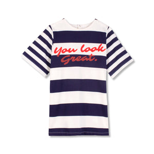 Wynken Navy Deck Stripe Onda Dress