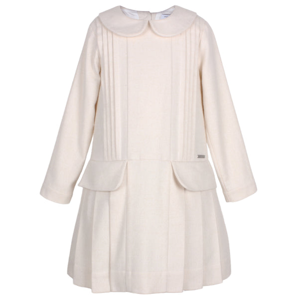 Jessie & Jame Cream Herringbone Dolly Dress