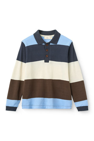 Copenhagen Colors Brown Striped Pique L/S Polo Shirt