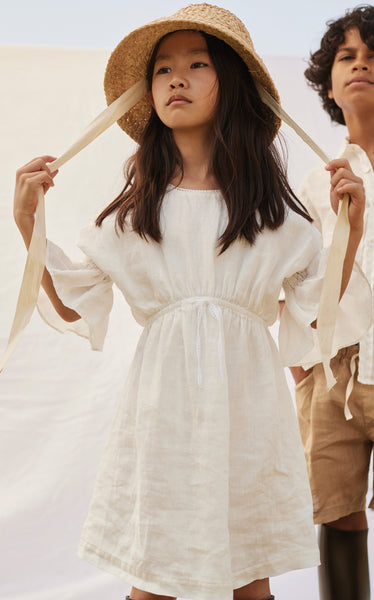 Cozmo Ivory Linen Dress