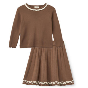 Copenhagen Colors Walnut Comb Knitted Blouse & Skirt Set