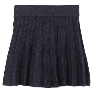 Billieblush Navy Pleated  Knit Shimmer Skirt